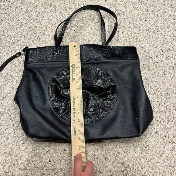 Coach Laura Signature Embossed Leather Tote Purse Preppy Work Office - Picture 6 of 9